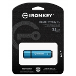 Kingston Ironkey 32GB Vault Privacy 50 Encrypted Type-A Flash Drive USB 3.2, FIPS 197, 250MB/s