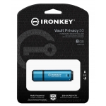 Kingston Ironkey 8GB Vault Privacy 50 Encrypted Type-A Flash Drive USB 3.2, FIPS 197, 250MB/s
