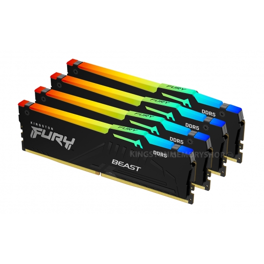 Kingston FURY Beast RGB KF552C40BBAK4-64 64GB (16GB x4) DDR5 5200MT/s Black DIMM [XMP]