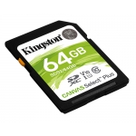 Kingston 64GB Canvas Select Plus SD (SDXC) Card U1, V10, 100MB/s R, 10MB/s W