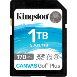 Kingston 1TB (1000GB) Canvas Go Plus SD (SDXC) Card U3, V30, A2, 170MB/s R, 90MB/s W