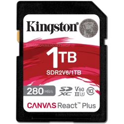 Kingston 1TB (1000GB) Canvas React Plus SD (SDXC) Card, 4K, UHS-II, U3, V60, 280MB/s R, 150MB/s W
