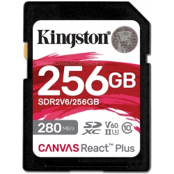 Kingston 256GB Canvas React Plus SD (SDXC) Card, 4K, UHS-II, U3, V60, 280MB/s R, 150MB/s W