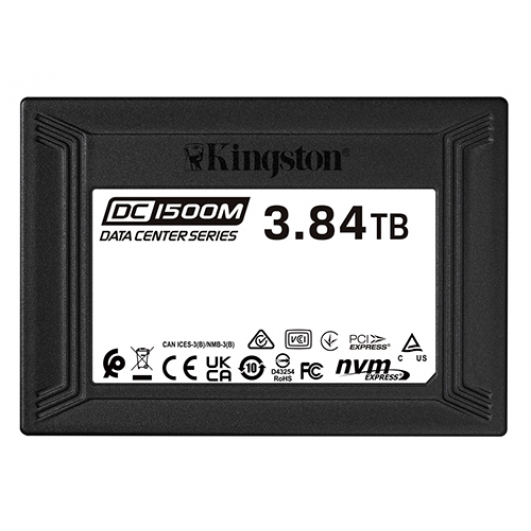 Kingston 3.84TB (3840GB) DC1500M SSD 2.5 Inch 7mm, U.2, NVMe, PCIe 3.0 (x4), 3100MB/s R, 2700MB/s W
