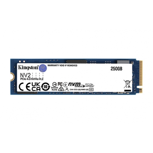 Kingston 250GB NV2 SSD M.2 (2280), NVMe, PCIe 4.0, Gen 4x4, 3000MB/s R, 1300MB/s W
