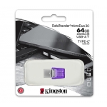 Kingston 64GB DataTraveler MicroDuo Type-A/C Flash Drive USB 3.2, Gen1, 200MB/s