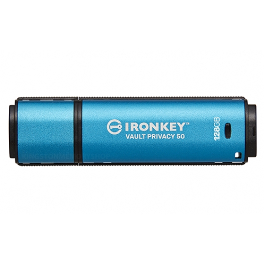 Kingston Ironkey 128GB Vault Privacy 50 Encrypted Type-A Flash Drive USB 3.2, FIPS 197, 250MB/s R, 180MB/s W