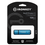 Kingston Ironkey 128GB Vault Privacy 50 Encrypted Type-A Flash Drive USB 3.2, FIPS 197, 250MB/s R, 180MB/s W