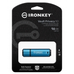 Kingston Ironkey 16GB Vault Privacy 50 Encrypted Type-A Flash Drive USB 3.2, FIPS 197, 250MB/s R, 180MB/s W