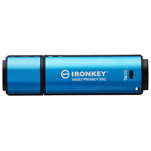Kingston Ironkey 16GB Vault Privacy 50C Encrypted Type-C Flash Drive USB 3.2, FIPS 197, 250MB/s R, 180MB/s W