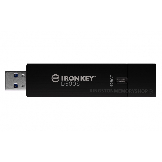 Kingston Ironkey 128GB D500S Encrypted Type-A Flash Drive USB 3.2, Gen1, FIPS 140-3*, 260MB/s R, 190MB/s W
