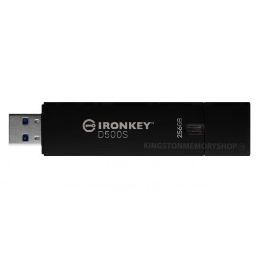 Kingston Ironkey 256GB D500S Encrypted Type-A Flash Drive USB 3.2, Gen1, FIPS 140-3*, 240MB/s R, 170MB/s W