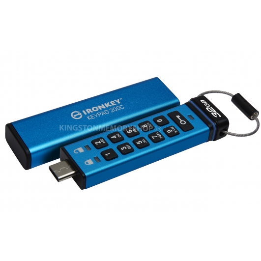 Kingston Ironkey 32GB Keypad 200C Encrypted Type-C Flash Drive USB 3.2, Gen1, FIPS 140-3*, 145MB/s R, 115MB/s W