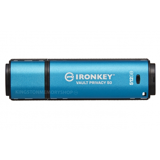 Kingston Ironkey 512GB Vault Privacy 50 Encrypted Type-A Flash Drive USB 3.2, FIPS 197, 230MB/s R, 150MB/s W