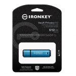 Kingston Ironkey 512GB Vault Privacy 50 Encrypted Type-A Flash Drive USB 3.2, FIPS 197, 230MB/s R, 150MB/s W