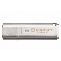 64GB Kingston Ironkey Locker+ 50 USB Flash Drive - USB 3.2, Gen1, Type-A, 145MB/s R, W