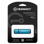 64GB Kingston Ironkey Vault Privacy 50 USB Flash Drive - USB 3.2, Gen1, Type-A, 250MB/s R, 180MB/s W