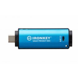 64GB Kingston Ironkey Vault Privacy 50C USB Flash Drive - USB 3.2, Gen1, Type-C, 250MB/s R, 180MB/s W